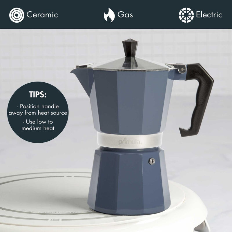 Primula Classic Stovetop Espresso and Coffee Maker, Moka Pot for Italian and Cuban CafÃ© Brewing, Greca Coffee Maker, Cafeteras, 6 Espresso Cups, Blue - Image 3