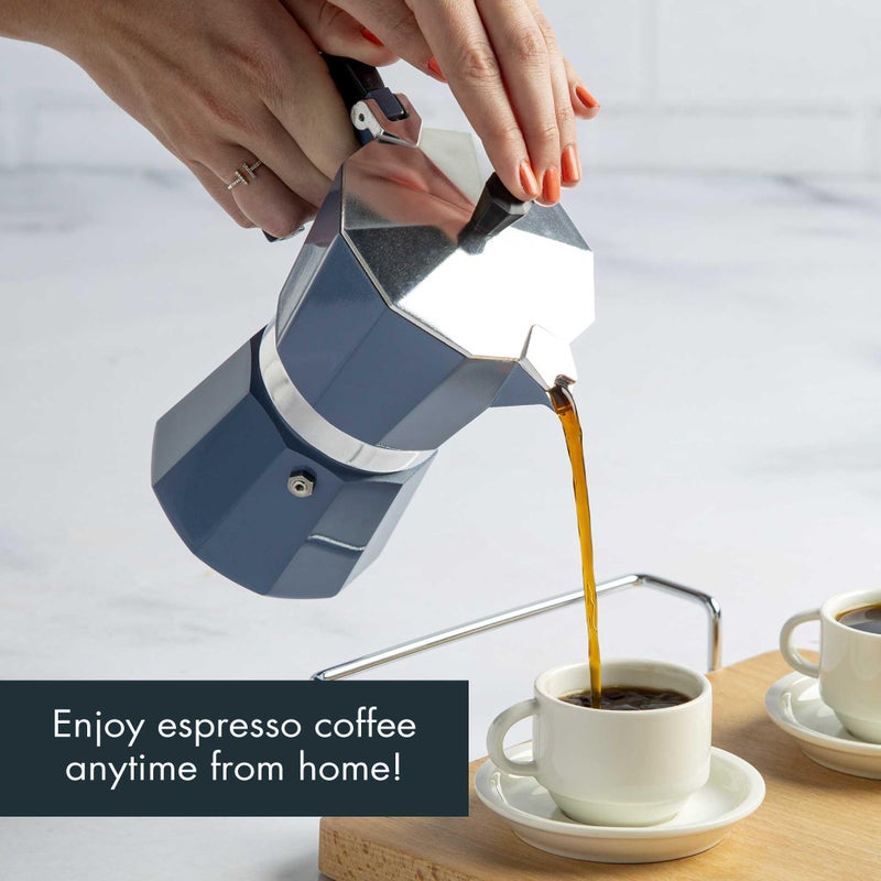 Primula Classic Stovetop Espresso and Coffee Maker, Moka Pot for Italian and Cuban CafÃ© Brewing, Greca Coffee Maker, Cafeteras, 6 Espresso Cups, Blue - Image 2