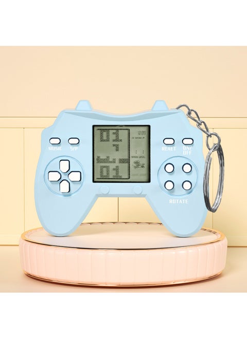 Mini Cute Game Machine Nostalgic Handle Tetris Game Machine Children Toy Gift Keychain-Color:Macaron Blue [export Packaging]
