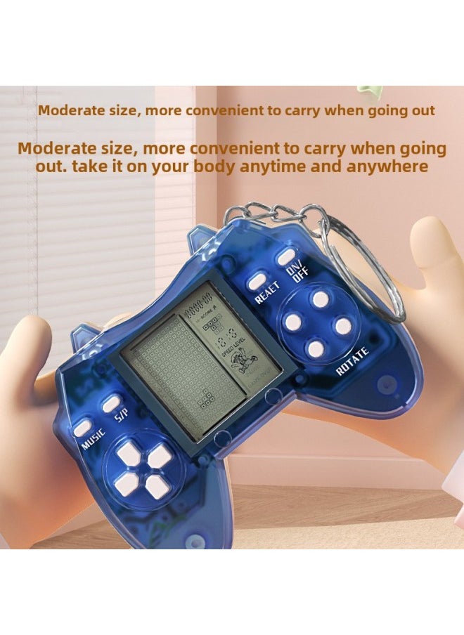 null - Mini Cute Game Machine Nostalgic Handle Tetris Game Machine Children Toy Gift Keychain-Color:Macaron Blue [export Packaging] - Image 1