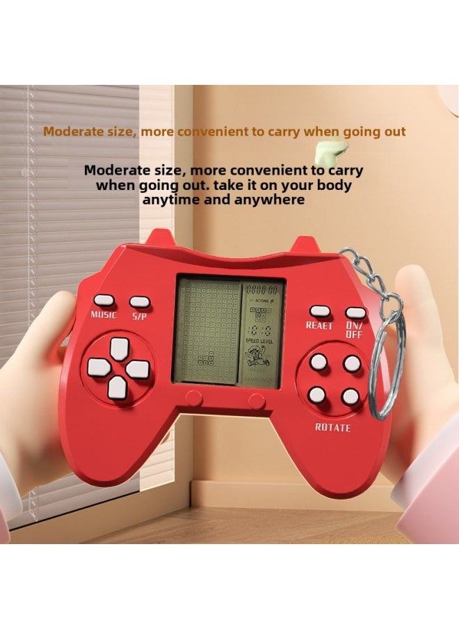 null - Mini Cute Game Machine Nostalgic Handle Tetris Game Machine Children Toy Gift Keychain-Color:Macaron Blue [export Packaging] - Image 1