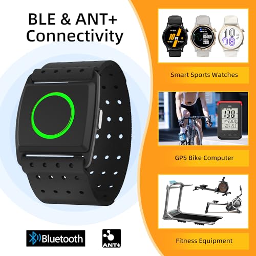 EZON Heart Rate Monitor C022Pro,Bluetooth& ANT+ Heart Rate Monitor Armband with HR Zone LED Indicator,Optical HRM Sensor for Running Cycling Gym,Compatible with Peloton/Wahoo/Polar/Strava - Image 4