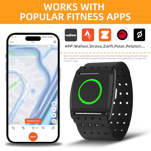 EZON Heart Rate Monitor C022Pro,Bluetooth& ANT+ Heart Rate Monitor Armband with HR Zone LED Indicator,Optical HRM Sensor for Running Cycling Gym,Compatible with Peloton/Wahoo/Polar/Strava - Image 5