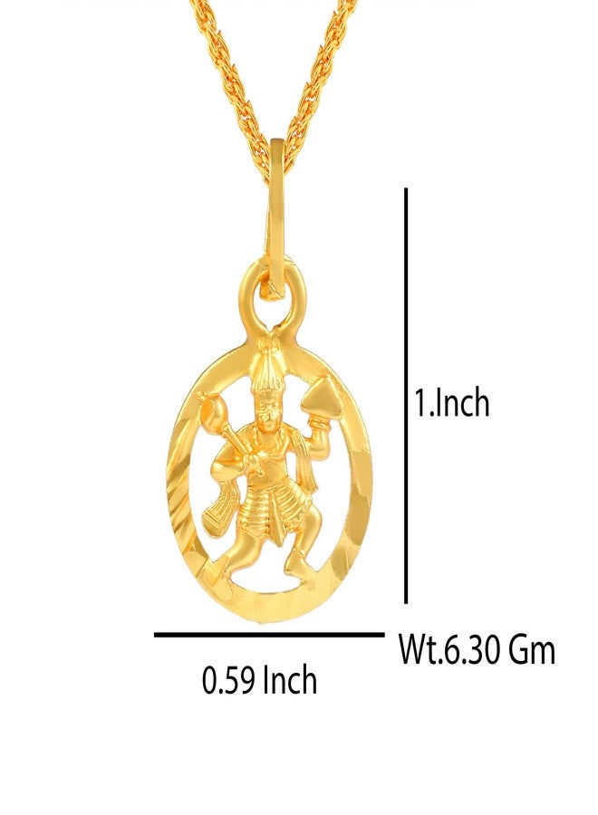 morir Gold Plated Brass Hanuman Pendant for Men and Women Bajrang Bali Locket for Good Health & Wealth - Image 2
