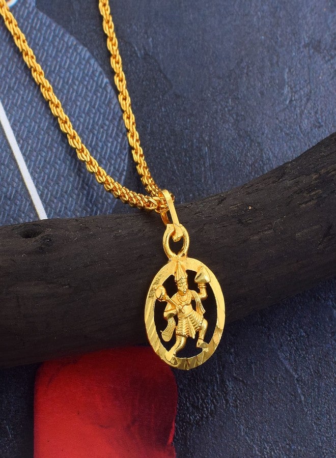 morir Gold Plated Brass Hanuman Pendant for Men and Women Bajrang Bali Locket for Good Health & Wealth - Image 3