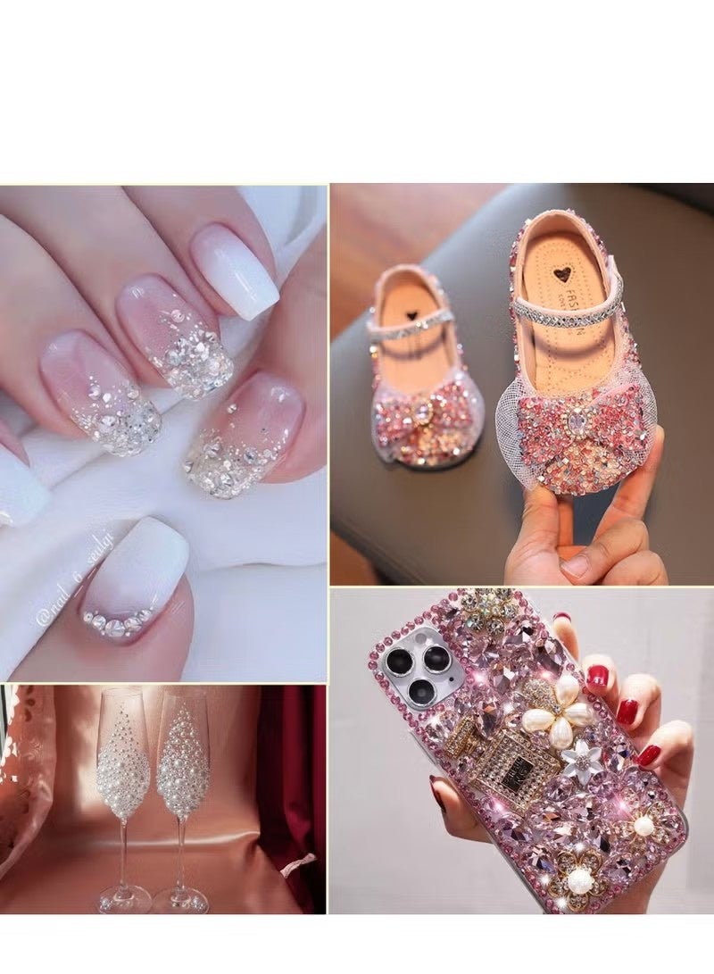 Self-Adhesive Shimmer Face & Hair Rhinestone Gem Set, Hypoallergenic Crystal Stickers with Tweezers, Multi-Size Pearls & Drop Jewels for Wedding, Ramadan Festival, Party Makeup & DIY Body Nail Art, 4 Sheets 1059 Pcs Unisex - Image 4