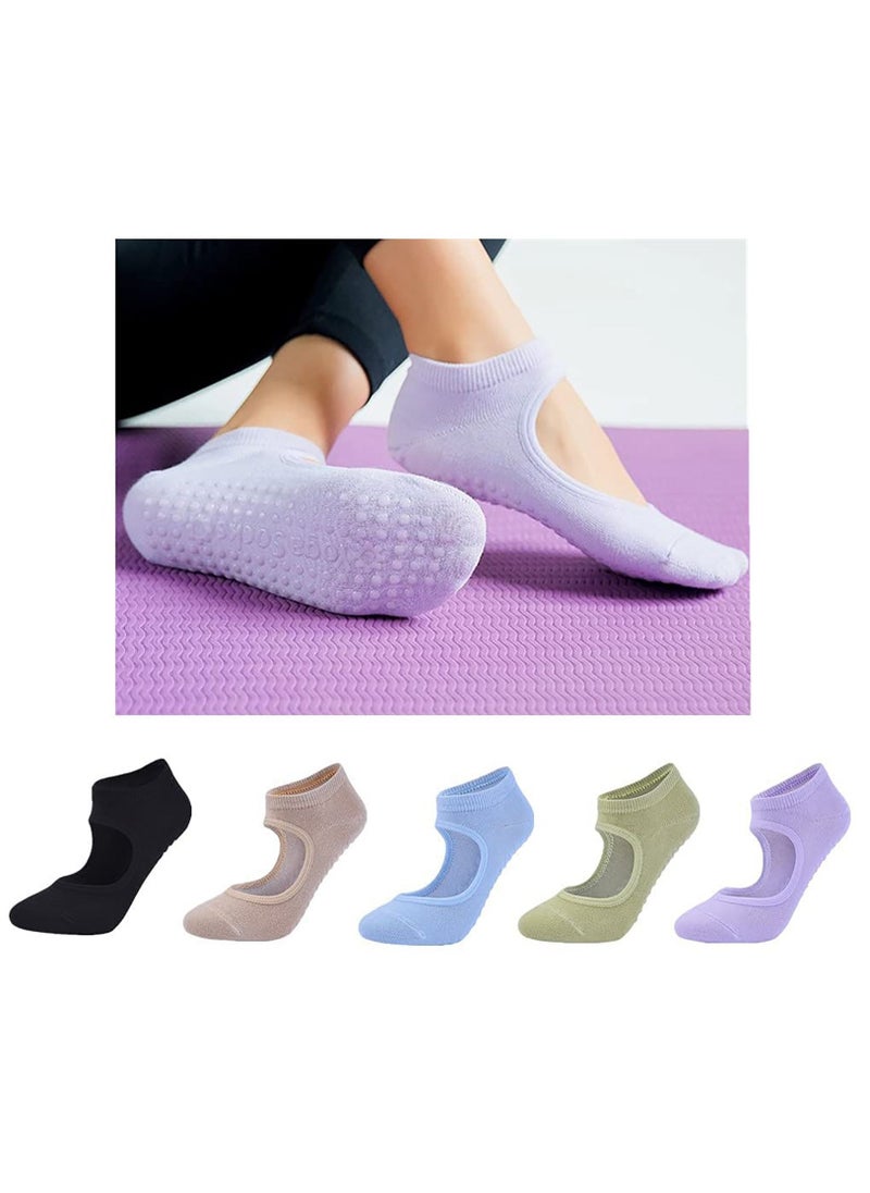 SYOSI Ladies Anti-Slip Yoga Socks, Pilates Socks, Anti-Slip Grip Socks for Sports Dance Backless Professional Anti-Slip Pilates Fitness(6 Pairs)  - Image 2