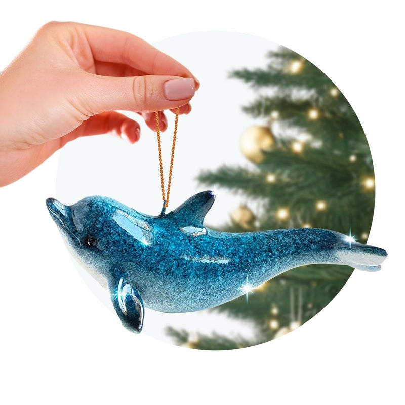 rengöra HandPainted Beach Christmas Ornament  Coastal Tree Decoration for Ocean Lovers  Unique Nautical Ornament for Christmas Tree or Stocking Stuffer Gift Solo Dolphin