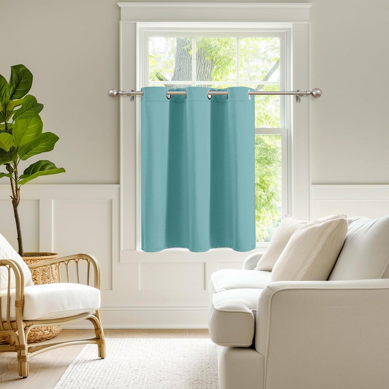 ChrisDowa Blackout Curtains 36 Inches Long for Living Room  Grommet Thermal Insulated Room Darkening Curtains for Bedroom (1 Panel Set  Aqua  52 x 36 Inch) - Image 1