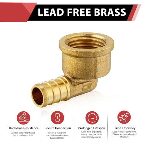 EFIELD 10-Pack EFIELD Pex Crimp Fittings 1/2"x1/2" Female Threaded NPT Elbow, ASTM F1807,(PEX1807106) - Image 3
