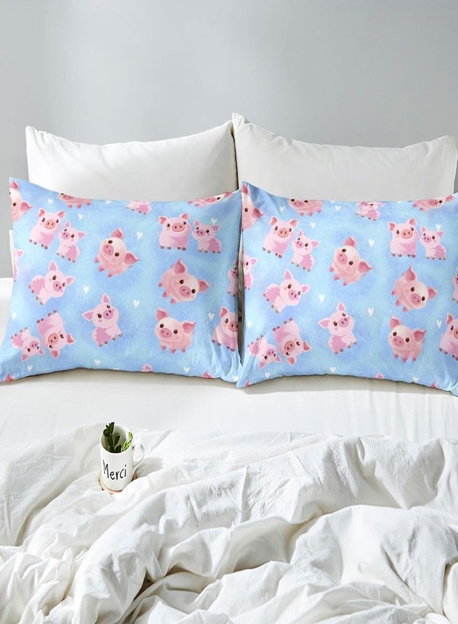 Feelyou Girls Bedding Set Kids Cute Pig Pattern Fitted Sheet for Children Teens Cartoon Little Pigs Bed Sheet Set Lovely Heart Pattern Bed Cover Bedroom Decor 3Pcs Full Size - Image 4