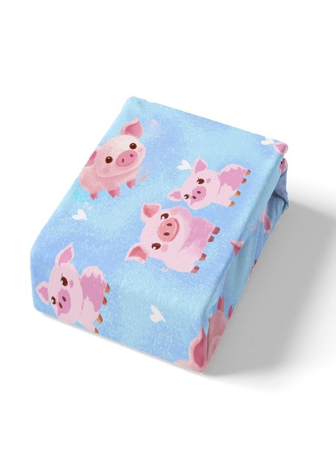 Feelyou Girls Bedding Set Kids Cute Pig Pattern Fitted Sheet for Children Teens Cartoon Little Pigs Bed Sheet Set Lovely Heart Pattern Bed Cover Bedroom Decor 3Pcs Full Size - Image 5