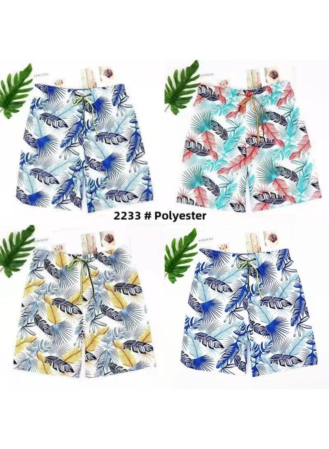 Generic Shorts Men's Sports Casual Five-point Large Pants Fashionable Summer Seven-point Loose Ins Beach Trunks Swimming Trunks-Color:2233 Print: Yellow-Size:XXL - Image 2