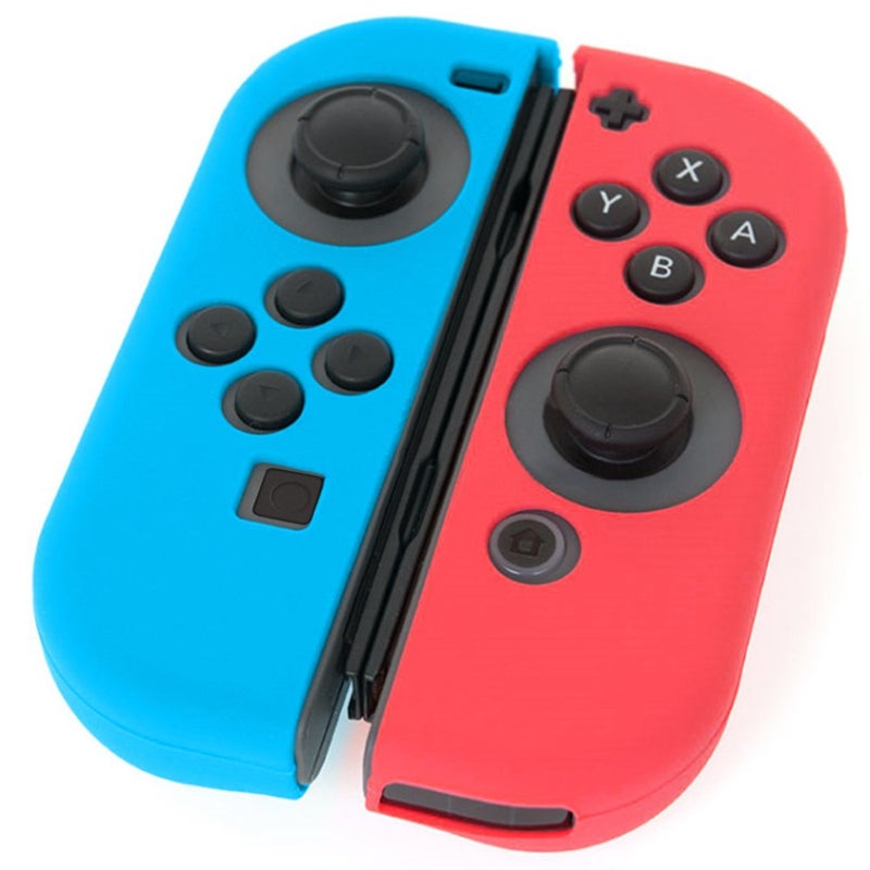 SENHAI Protective Case Compatible with Nintendo Switch Joy-Con Controller with Thumb Caps, SENHAI 2 Pack Anti-Slip Silicone Grips Covers with 16 Thumb Stick Pads - Black, Blue + Red - Image 2