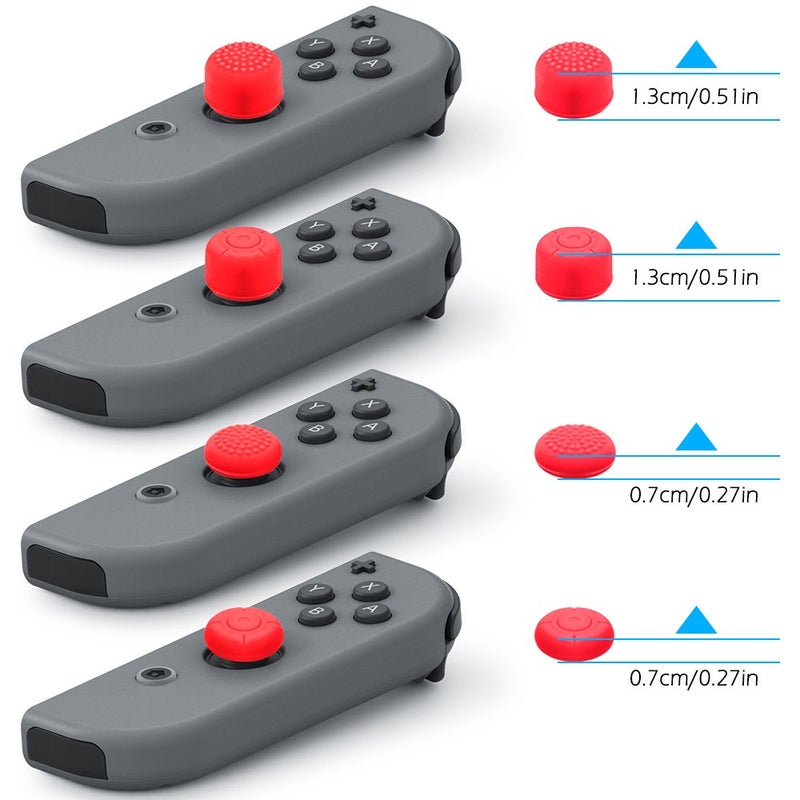 SENHAI Protective Case Compatible with Nintendo Switch Joy-Con Controller with Thumb Caps, SENHAI 2 Pack Anti-Slip Silicone Grips Covers with 16 Thumb Stick Pads - Black, Blue + Red - Image 4