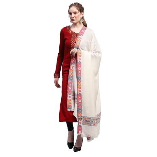 Monte Carlo Womens Self Design Cream Shawl (224SHW7107-0-40) - Image 1