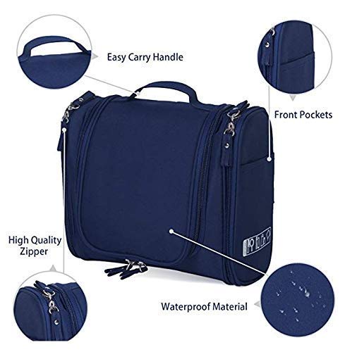 Gnanex Travel Two Side Pocket Toiletry Bag Extra Large Makeup Cosmetic Bag Travel Kit Pack with Hook Multicolor - Image 2