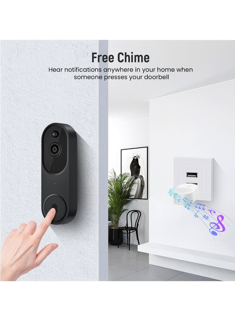 الروهيت جرس باب ذكي واي فاي، جرس باب ذكي مع نظام اتصال داخلي لاسلكي عالي الدقة بقابلية إعادة الشحن (مع وحدة داخلية) - Image 4