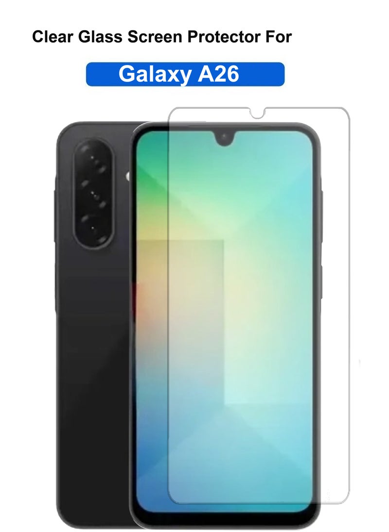 Generic - Samsung Galaxy A26- Tempered Glass Screen Protector – High Transparency, Delicate Touch, Anti-Explosion, Smooth Arc Edges, Easy Installation, 9H Hardness HD Tempered Glass Screen Protector 99% Transparency with device's original screen clarity and brightness-Clear - Image 1