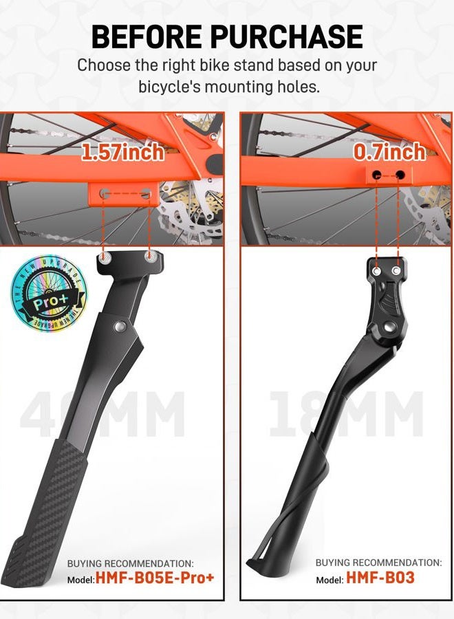 HENMI Bike Kickstand for 24-29 Inch Bicycle, 2 Holes Extra Stable Max Load 176LBS, Non-Slip Base Adult Bicycle Kickstand for Mountain Bike, E-Bike - Image 2