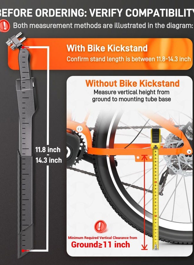 HENMI Bike Kickstand for 24-29 Inch Bicycle, 2 Holes Extra Stable Max Load 176LBS, Non-Slip Base Adult Bicycle Kickstand for Mountain Bike, E-Bike - Image 3