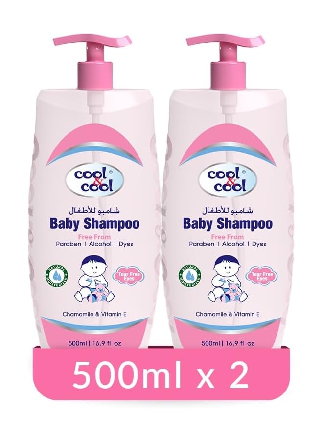 Cool & Cool Baby Shampoo 500Ml (Pack Of 2) Tear Free Alcohol Free Paraben Free Dye Free Chamomile & Vitamin E With Extra Mild Formula 1Litre - Image 1