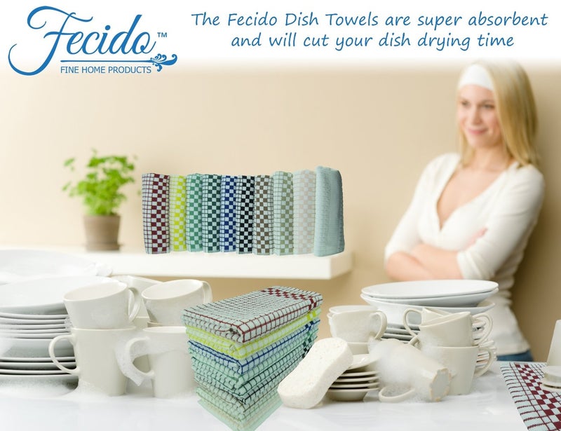 Fecido Classic Dark Kitchen Dish Towels with Hanging Loop - Heavy Duty Absorbent Dish Clothes - European Made 100% Cotton Tea Towels - Set of 4  Purple - Image 5