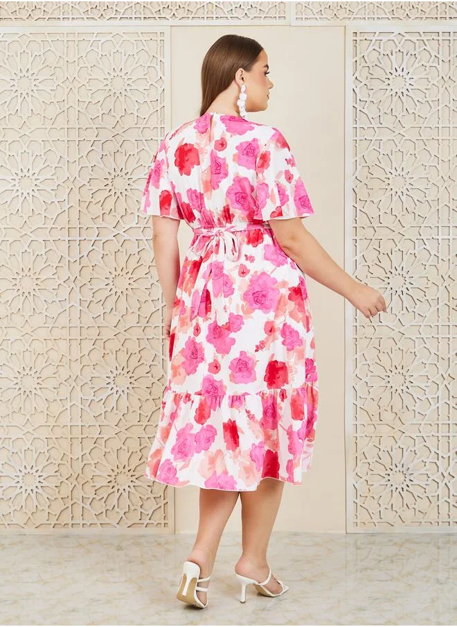 ستايلي Floral Print A-Line Midi Dress