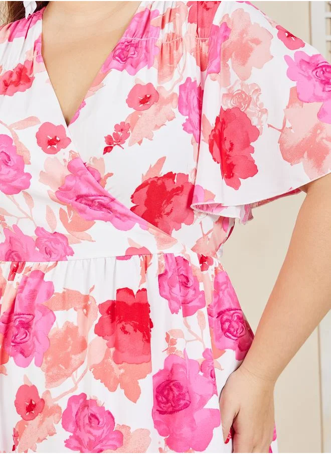 ستايلي Floral Print A-Line Midi Dress