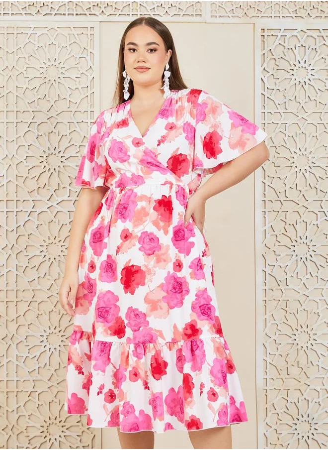 ستايلي Floral Print A-Line Midi Dress