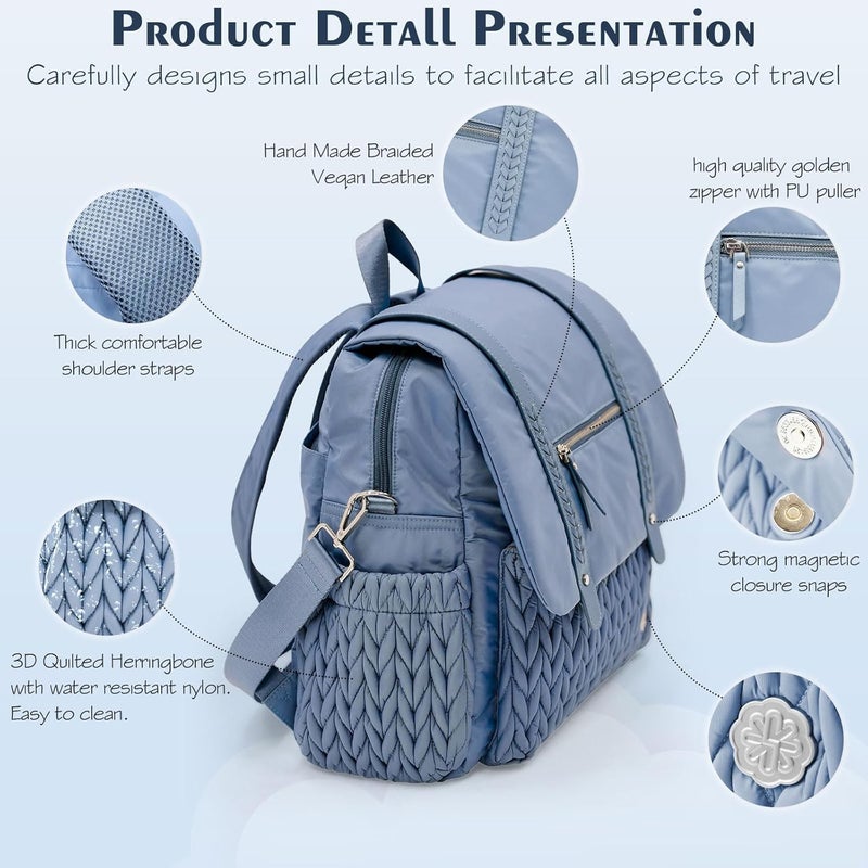 SEWBOO Diaper Bag Backpack Large Capacity Convertible Travel Back Pack Waterproof Baby Bag for Mom and Girl - Image 3