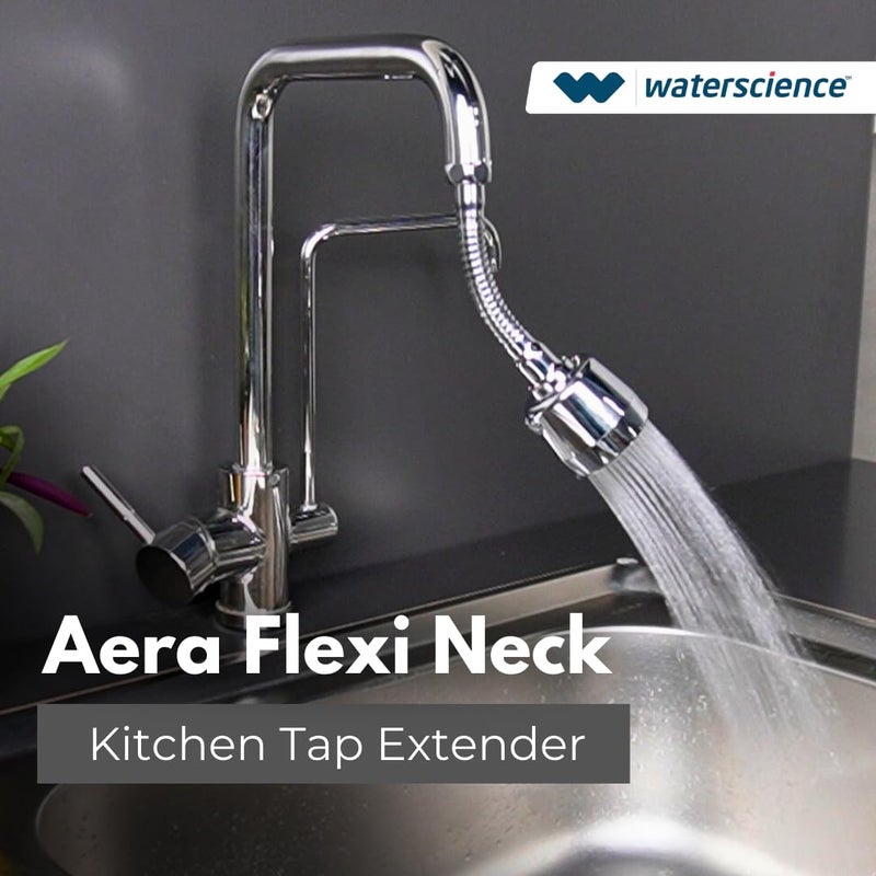 WaterScience Flexible Tap Extension for Kitchen Sink | 2 Flow Modes | Faucet Extender for Taps | Upto 50% Water Saving - Flexi Neck (Suitable for large sinks) - Image 2