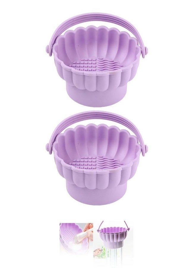 CARTZILLA Makeup Brush Cleaner Mat 3-in-1 Silicone Cleaning Bowl & Drying Rack, Cosmetic Brush Cleaning Tool with Organizer Storage, Portable Makeup Brush Cleaner (Purple) - Image 1