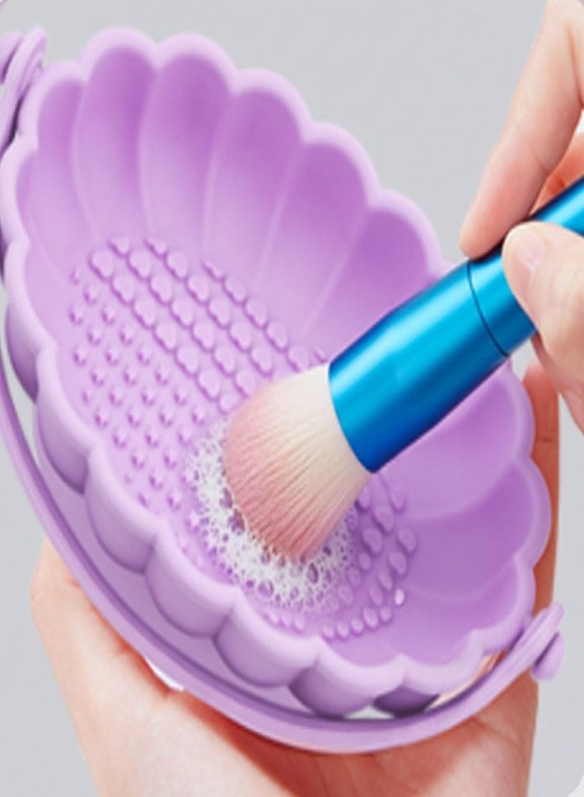 CARTZILLA Makeup Brush Cleaner Mat 3-in-1 Silicone Cleaning Bowl & Drying Rack, Cosmetic Brush Cleaning Tool with Organizer Storage, Portable Makeup Brush Cleaner (Purple) - Image 2
