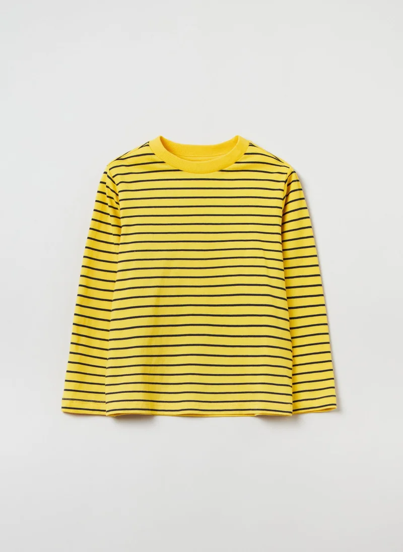 او في اس Long sleeved T-shirt with striped pattern