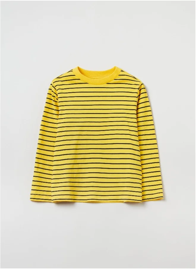 او في اس Long sleeved T-shirt with striped pattern