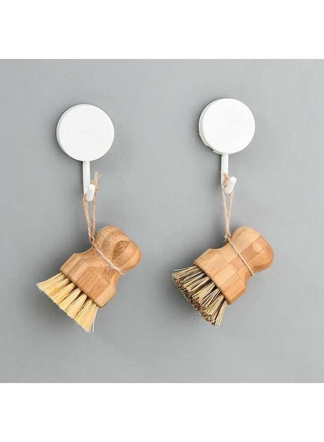 HEALLILY 2Pcs Bamboo Dish Scrub Brushes Wooden Kitchen Dish Brush Bamboo Palm Brush for Dishes Pots Pans Kitchen - Image 2