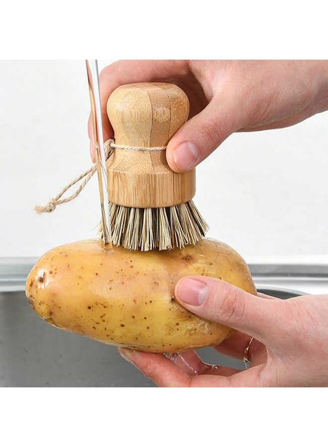 HEALLILY 2Pcs Bamboo Dish Scrub Brushes Wooden Kitchen Dish Brush Bamboo Palm Brush for Dishes Pots Pans Kitchen - Image 5