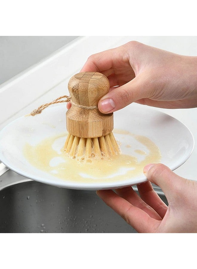 HEALLILY 2Pcs Bamboo Dish Scrub Brushes Wooden Kitchen Dish Brush Bamboo Palm Brush for Dishes Pots Pans Kitchen - Image 4