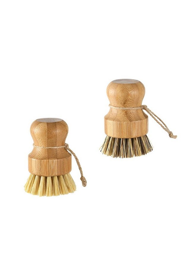 HEALLILY 2Pcs Bamboo Dish Scrub Brushes Wooden Kitchen Dish Brush Bamboo Palm Brush for Dishes Pots Pans Kitchen - Image 3