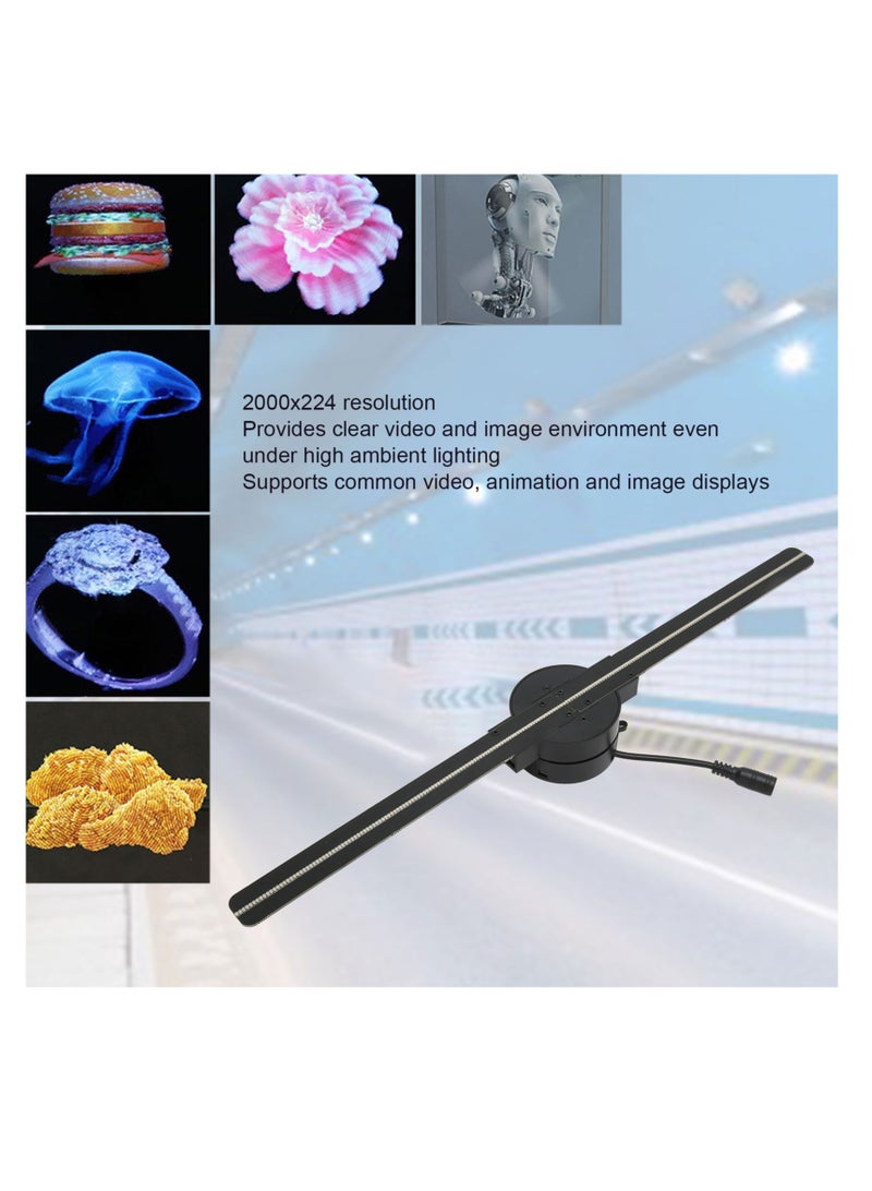 3D Hologram Fan 16.5in 2000x224 WiFi 3D Projector with 224 LED Light Beads for Business Store Advertising 100‑240V EU Plug