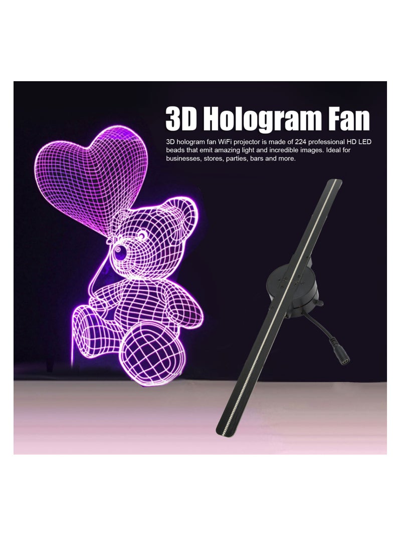 3D Hologram Fan 16.5in 2000x224 WiFi 3D Projector with 224 LED Light Beads for Business Store Advertising 100‑240V EU Plug