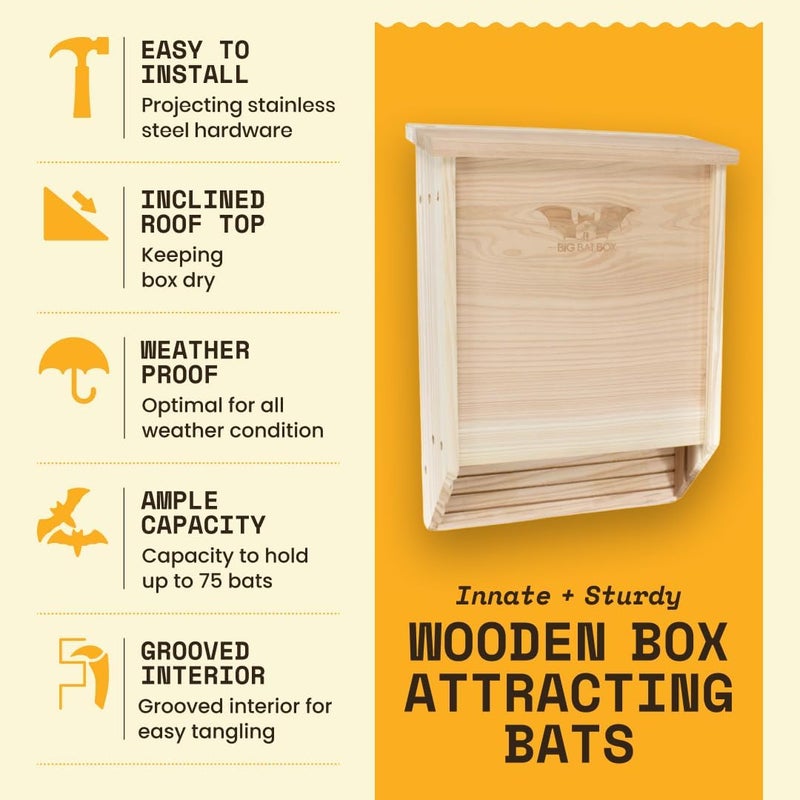 WildYard Cedar Bat House Kit - 2 Chamber, Holds 75 - Weatherproof Bat Shelters for Outdoors - Simple Installation Kit & Outdoor Shelter - Wildlife House for Patio & Colony Attraction - Image 3