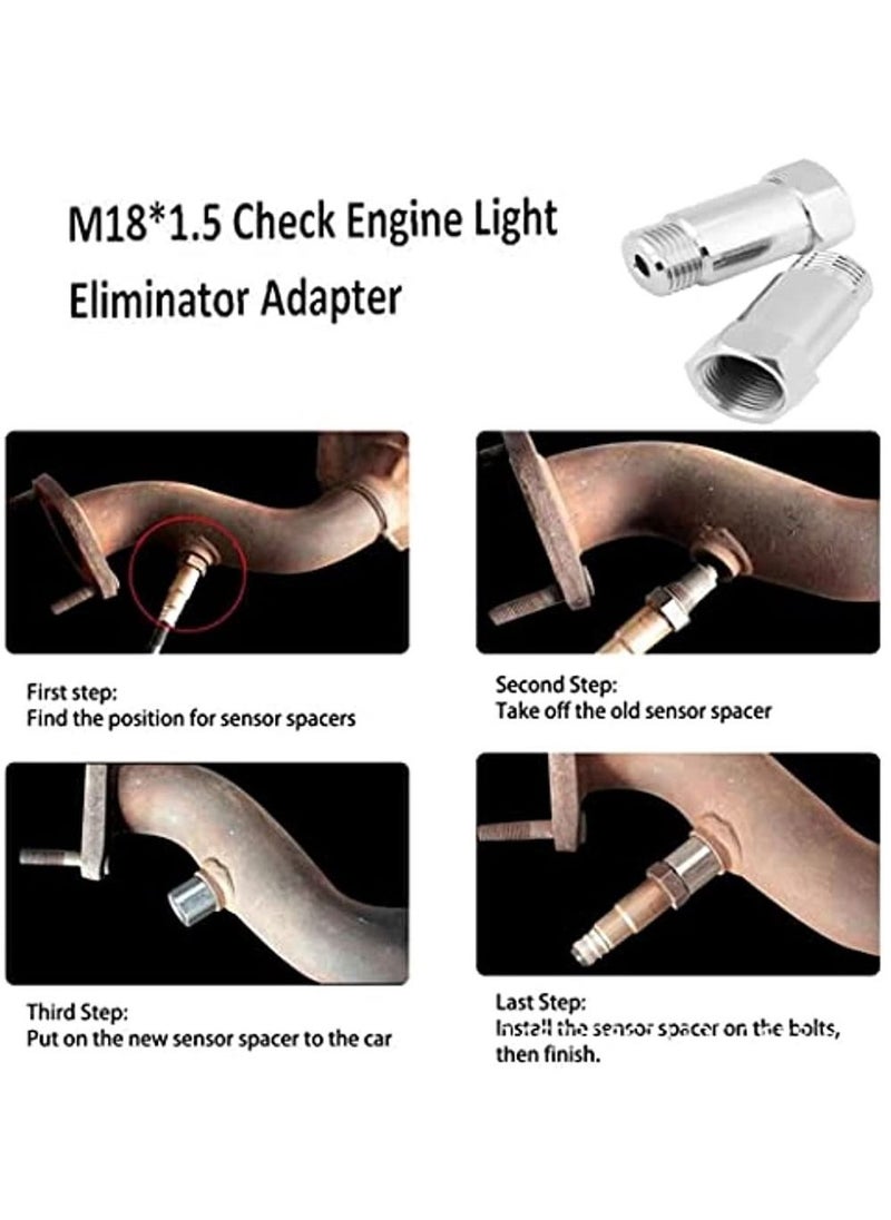 OIMG O2 Sensor Spacer 2 Pcs Universal 45 Mm M18*1 5 Check Engine Light Eliminator Adapter O2 Oxygen Sensor Spacer Extender Adapater Isolator For Exhaust Systems Silver  - Image 4