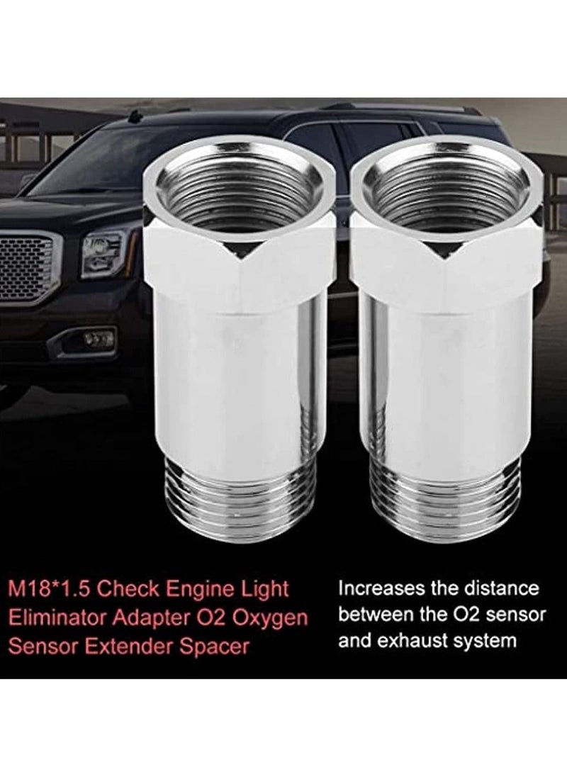 OIMG O2 Sensor Spacer 2 Pcs Universal 45 Mm M18*1 5 Check Engine Light Eliminator Adapter O2 Oxygen Sensor Spacer Extender Adapater Isolator For Exhaust Systems Silver  - Image 3