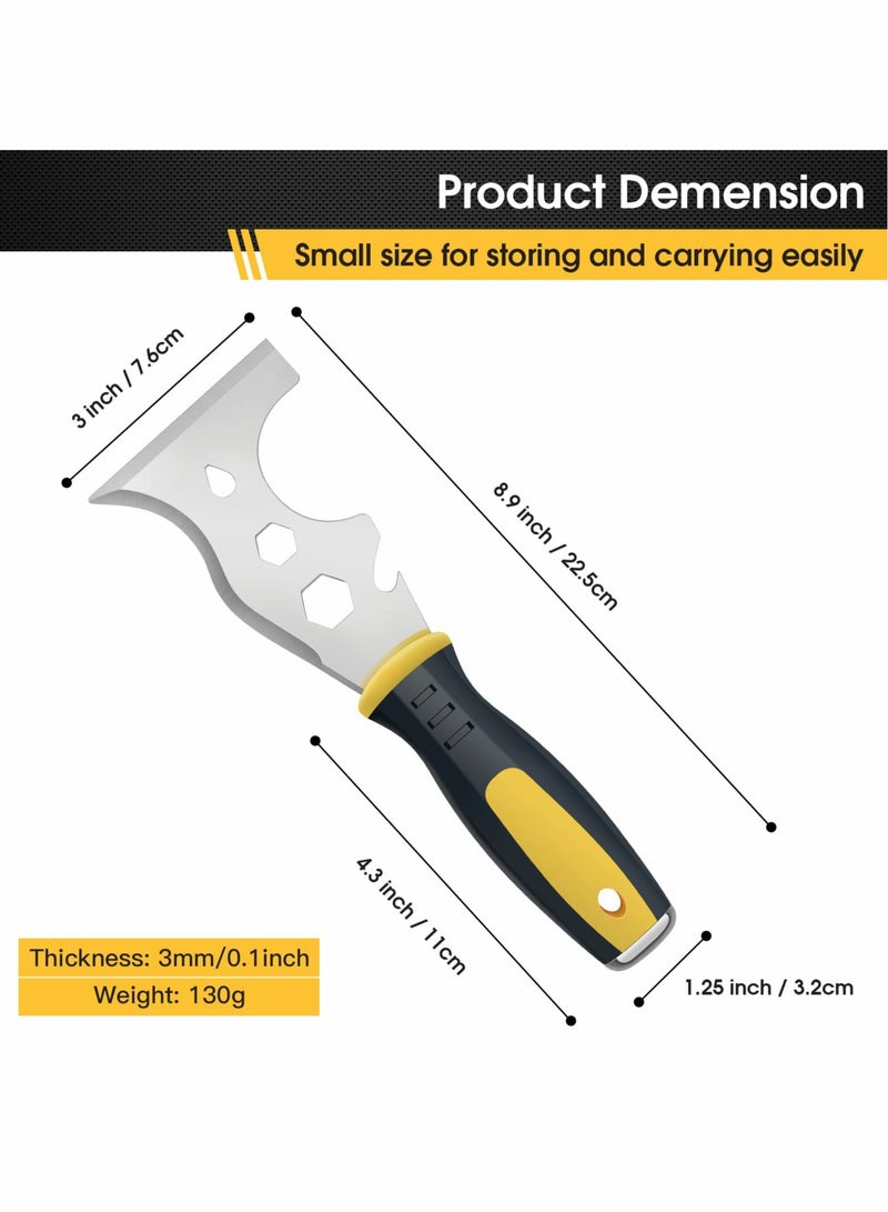 SYOSI Scraper Tool, Stainless Steel 13-in-1 Painters Tool, Professional Multi Paint Stripper Tool Includes Paint Roller, Straight Scraper, Curved Scraper and More - Image 3