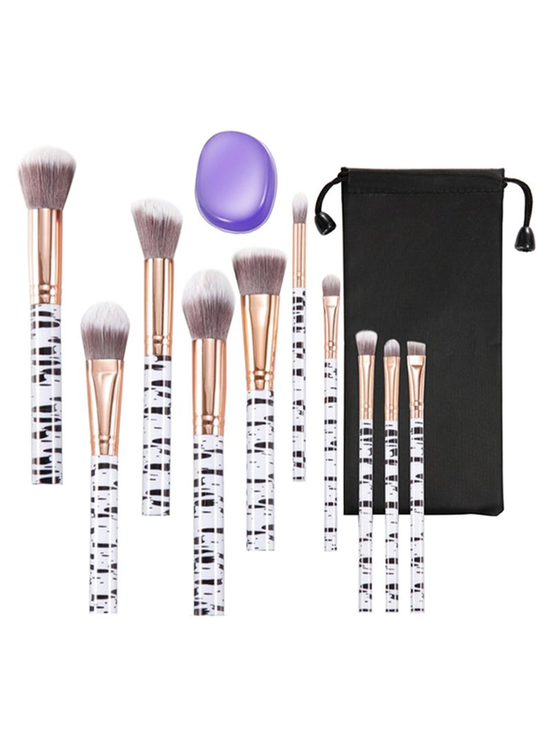 طقم فراشي مكياج من 10 قطع مع إسفنجة وحقيبة للتخزين متعدد الألوان - Image 1