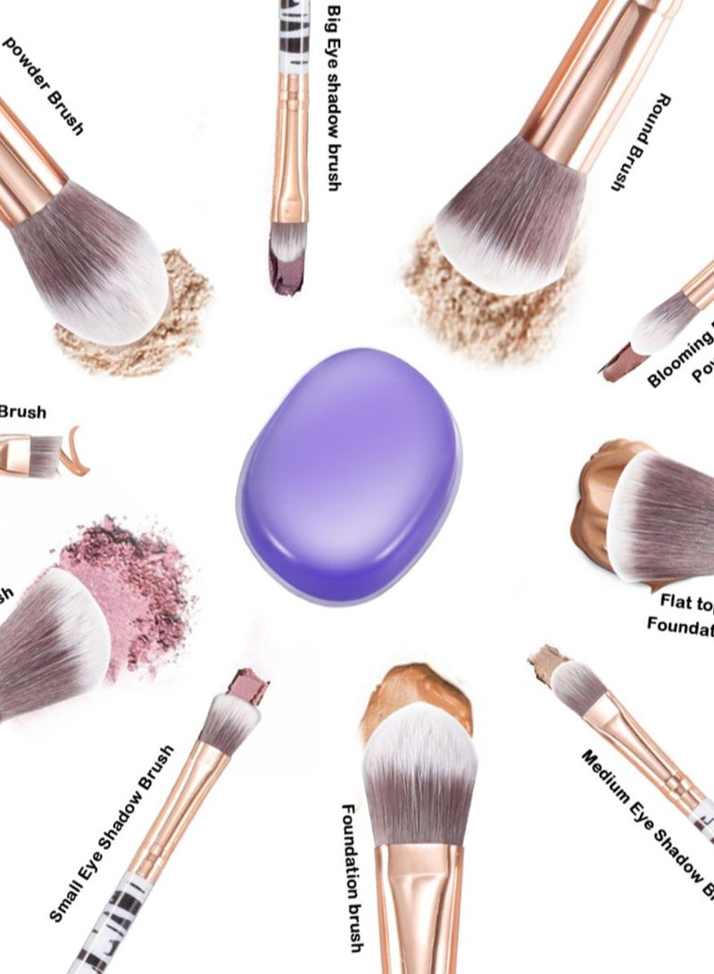 طقم فراشي مكياج من 10 قطع مع إسفنجة وحقيبة للتخزين متعدد الألوان - Image 2