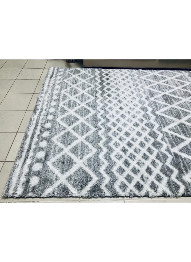 HANDPICKED FURNITURE Fluffy Shaggy Grey Rectangular Carpet Ultra Soft Area Carpets For Bed Room Living Room And Dining Room Anti-Slip Floor Carpets Easy To Clean Made In Turkey  - Image 2
