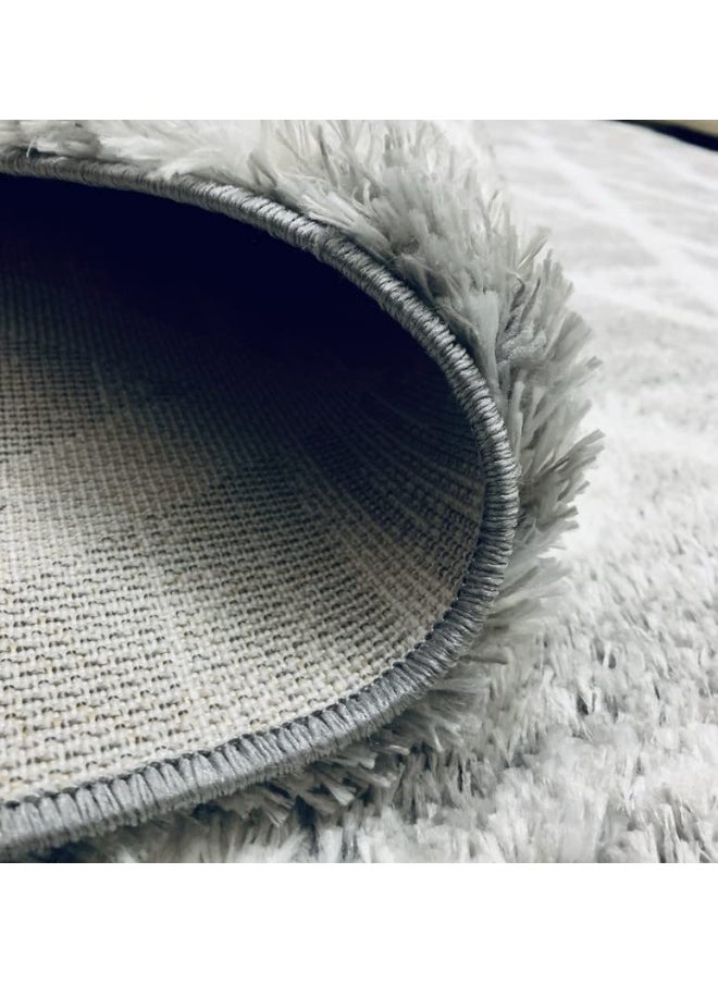 HANDPICKED FURNITURE Fluffy Shaggy Grey Rectangular Carpet Ultra Soft Area Carpets For Bed Room Living Room And Dining Room Anti-Slip Floor Carpets Easy To Clean Made In Turkey  - Image 5
